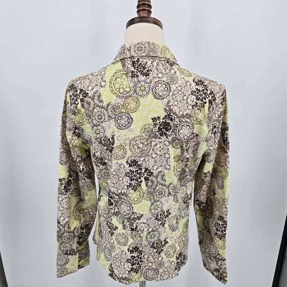 Christopher & Banks Shacket Mosaic Design Browns and Greens Size M - Picture 3 of 6